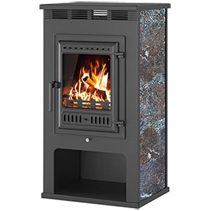 Печь-камин ASTON Чугунная дверь Амфиболит