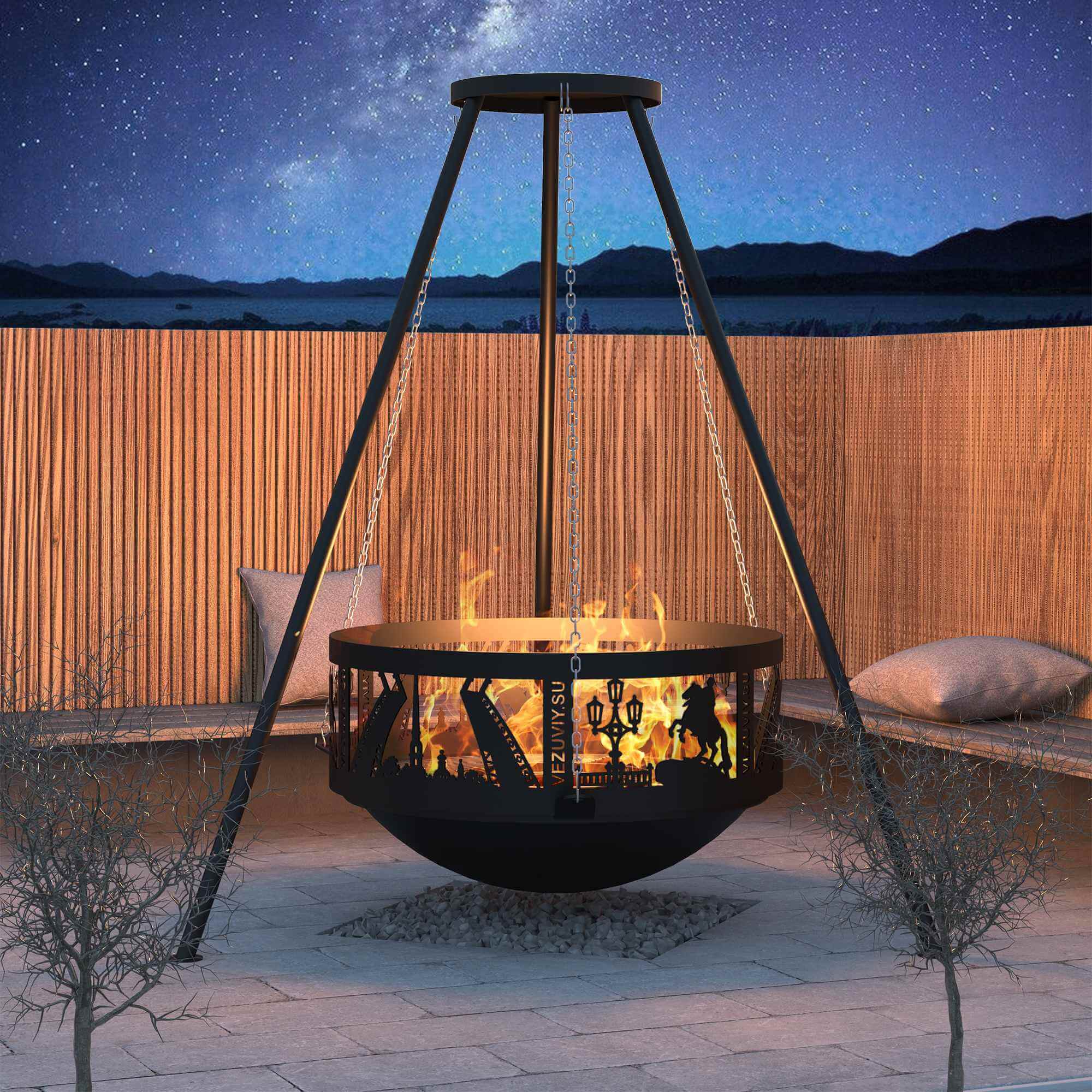 Чугунная Костровая чаша Везувий Fantastic 700 Антик, в комплекте ...