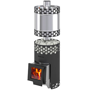 Печь для бани Везувий "Чёрная Пчёлка С" с баком INOX